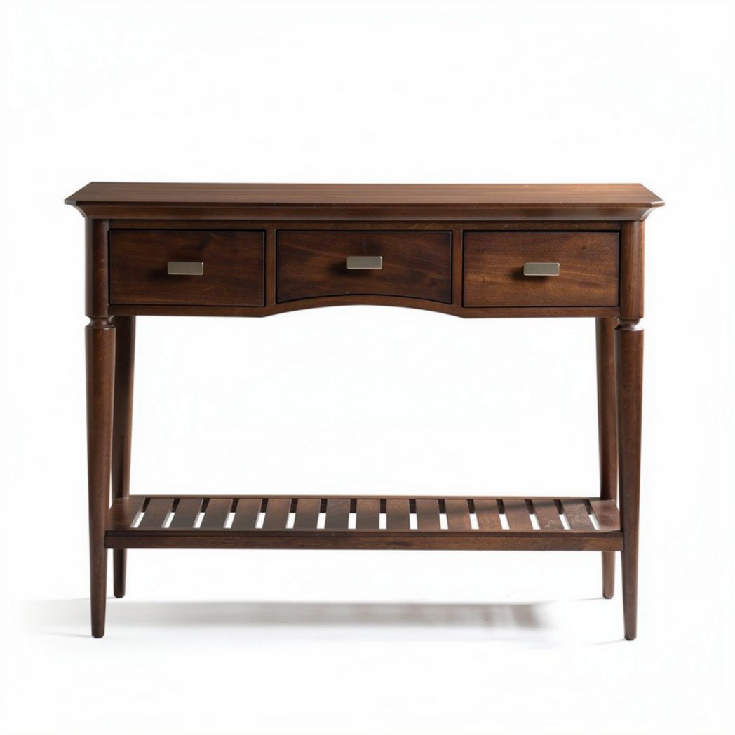 Mobile console in legno massello per ingresso con tre cassetti – 120 x 40 x 75 cm