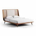 Letto matrimoniale in legno con testiera imbottita per camera da letto – 200 x 160 x 90 cm