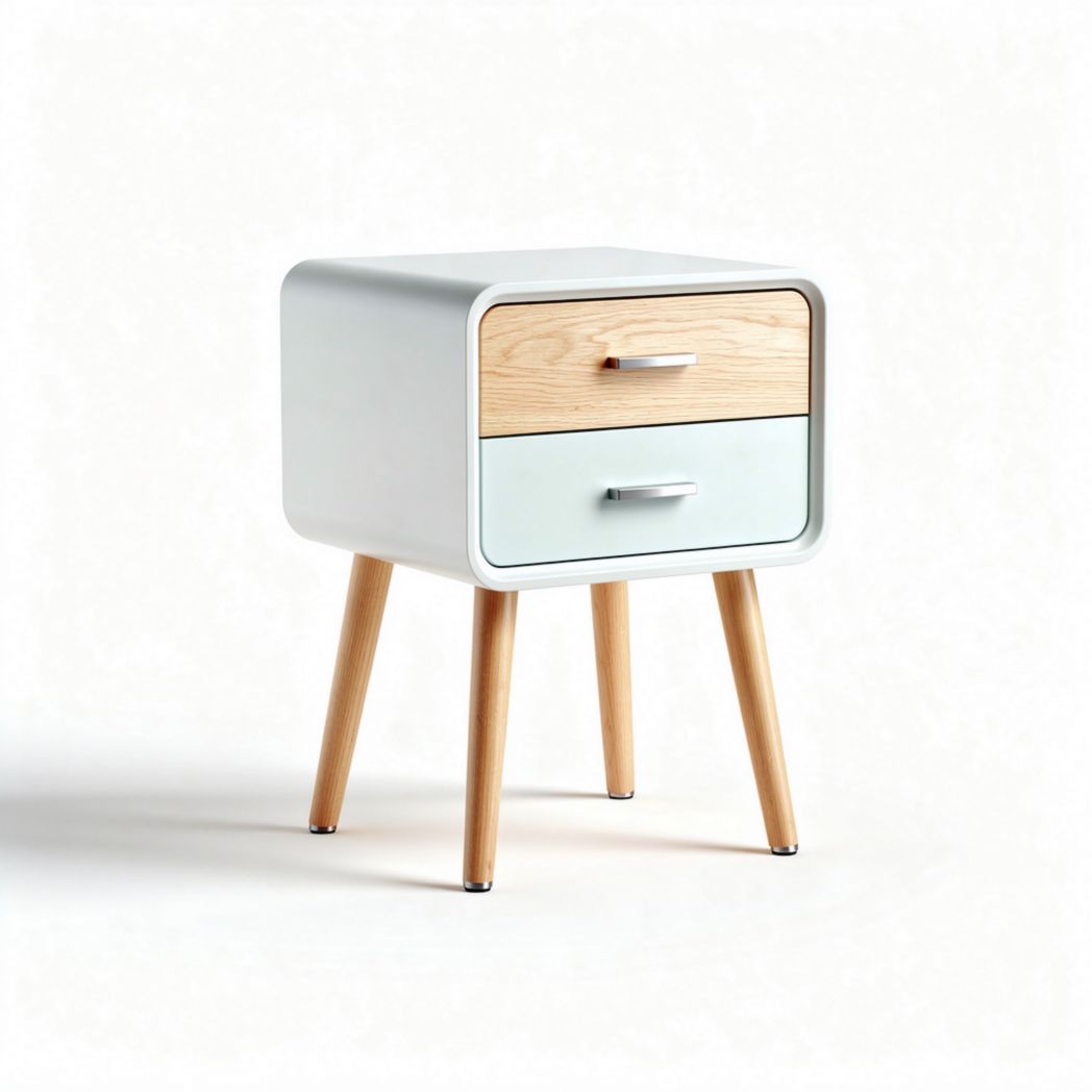 Comodino in legno con due cassetti per camera da letto – 45 x 35 x 50 cm