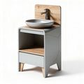 Mobile lavabo con ripiano in legno e struttura in metallo per bagno – 50 x 40 x 90 cm