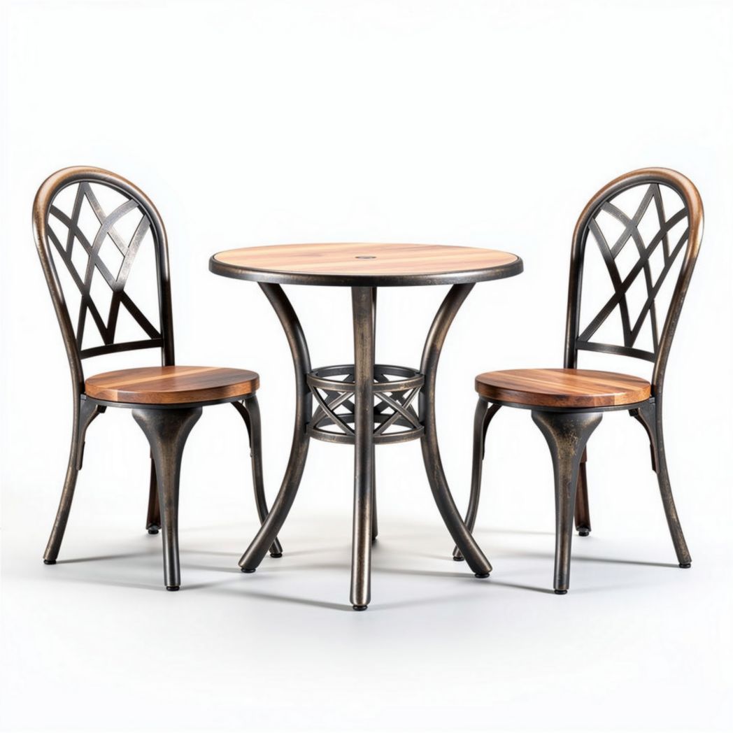 Tavolo rotondo in legno con sedie per ristorante – 90 x 90 x 75 cm